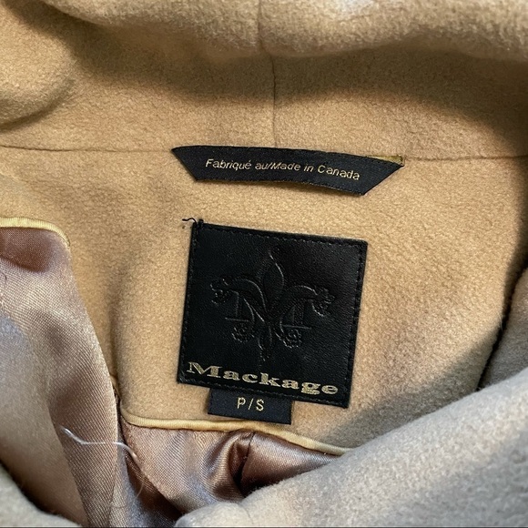 MACKAGE Wool Cashmere Camel Double Breasted Long Coat Jacket Made in Canada S - Picture 11 of 13